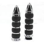 Chrome Motorcycle Handlebar Hand Grip with Black Rubber for Harley (Universal)