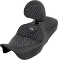 SADDLEMEN Roadsofa Seat for Harley Davidson (2014–2023) - Dragon Scale, Silver Stitch, Backrest