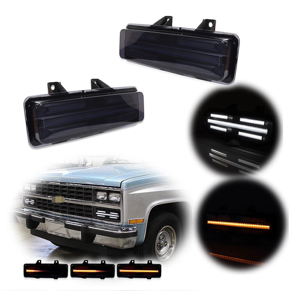 LED Smoke Lens Front Turn Signal Lights Kit for Chevy GMC Van Truck
