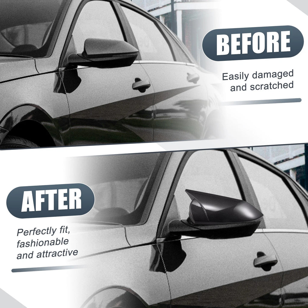Pair Rearview Mirror Cover Overlay for Hyundai Elantra (Carbon Fiber)