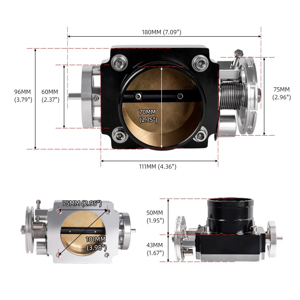 70mm High Flow CNC Billet Intake Throttle Body for Universal Applications