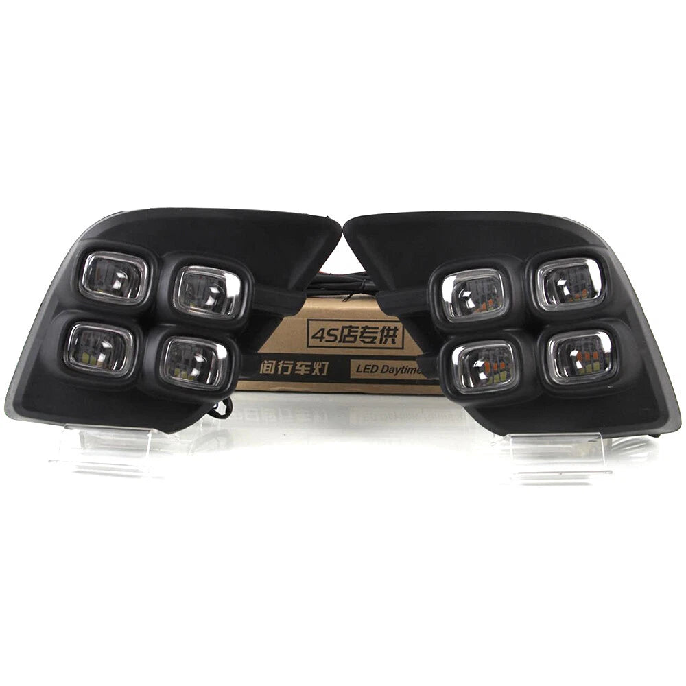 2X LED Fog Lamp Bezel DRL for Toyota Hilux (2015–2017)