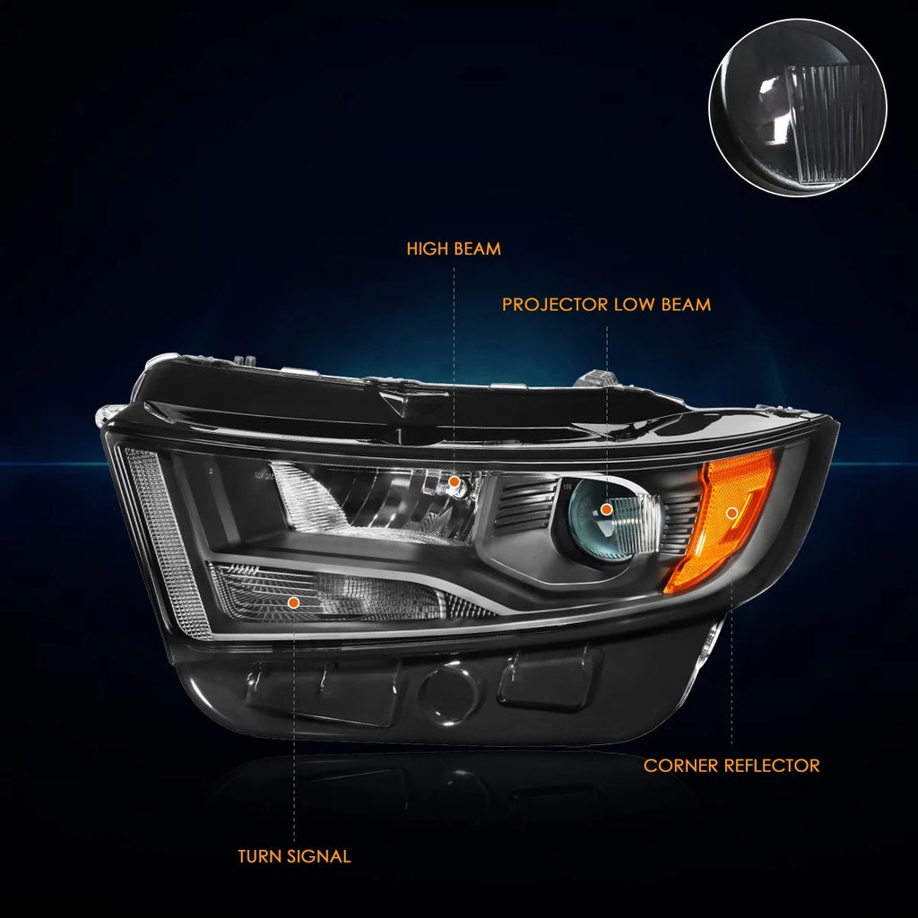 Projector Headlights for Ford Edge (2015–2018) - Black Housing, Amber Signal