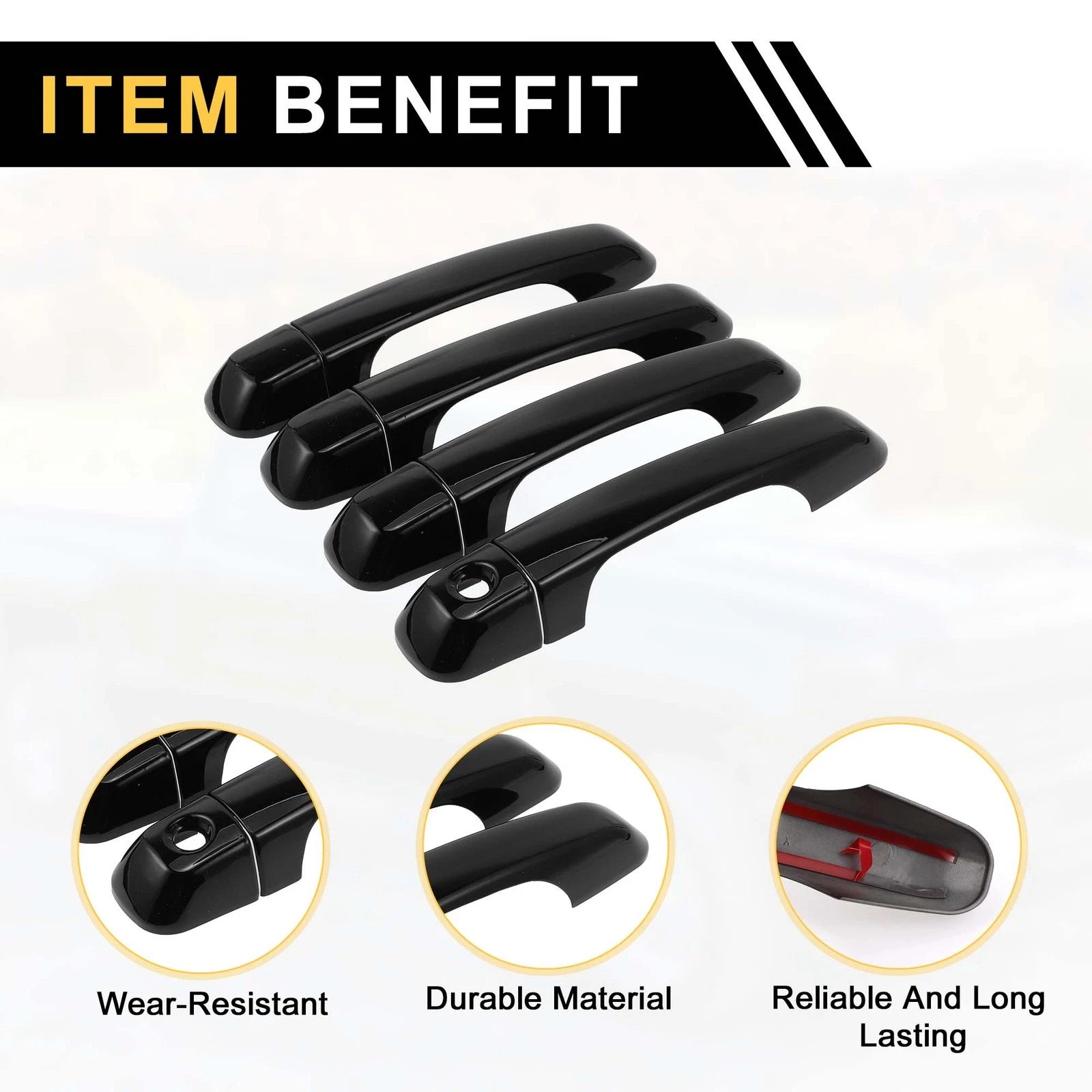 Set of 4 Exterior Door Handle Covers for Toyota 4Runner (2010–2019) Black