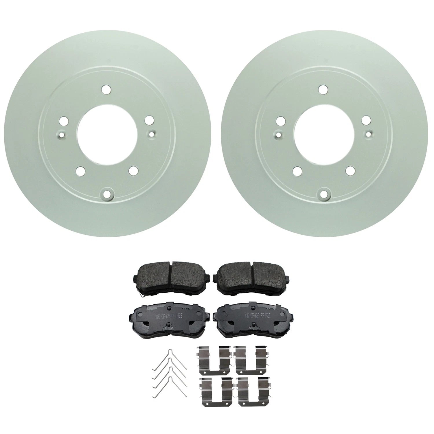 Set of 2 Bosch QuietCast Rear Rotors & Akebono ProACT Pads for Optima Sonata