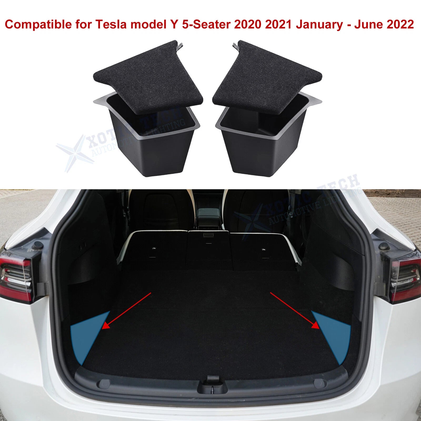 Trunk Side Storage Box Cargo Organizer Bins for Tesla Model Y (2020–2025)