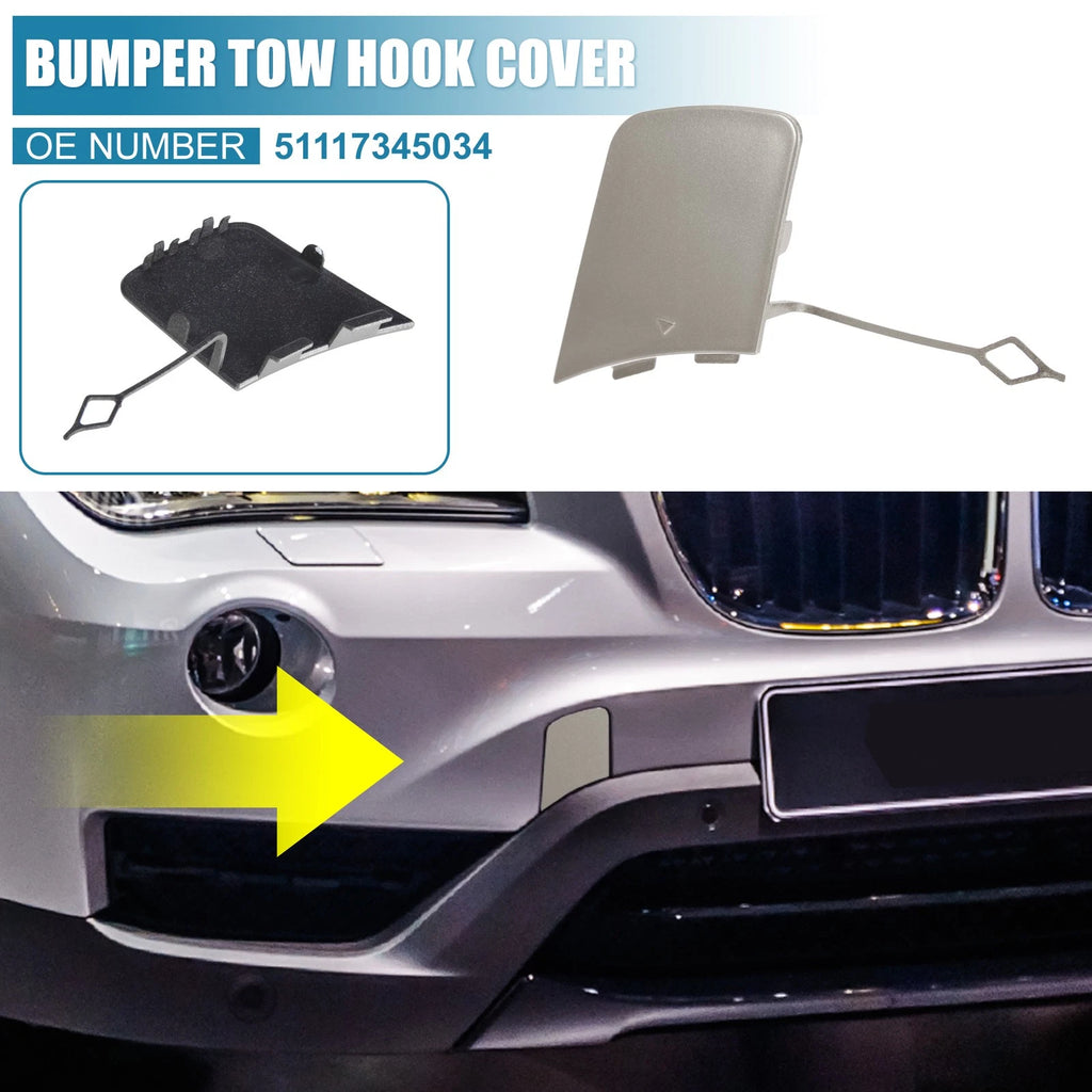 Front Bumper Tow Hook Cover for BMW X1 E84 (2012–2015) 51117345034 Silver Gray
