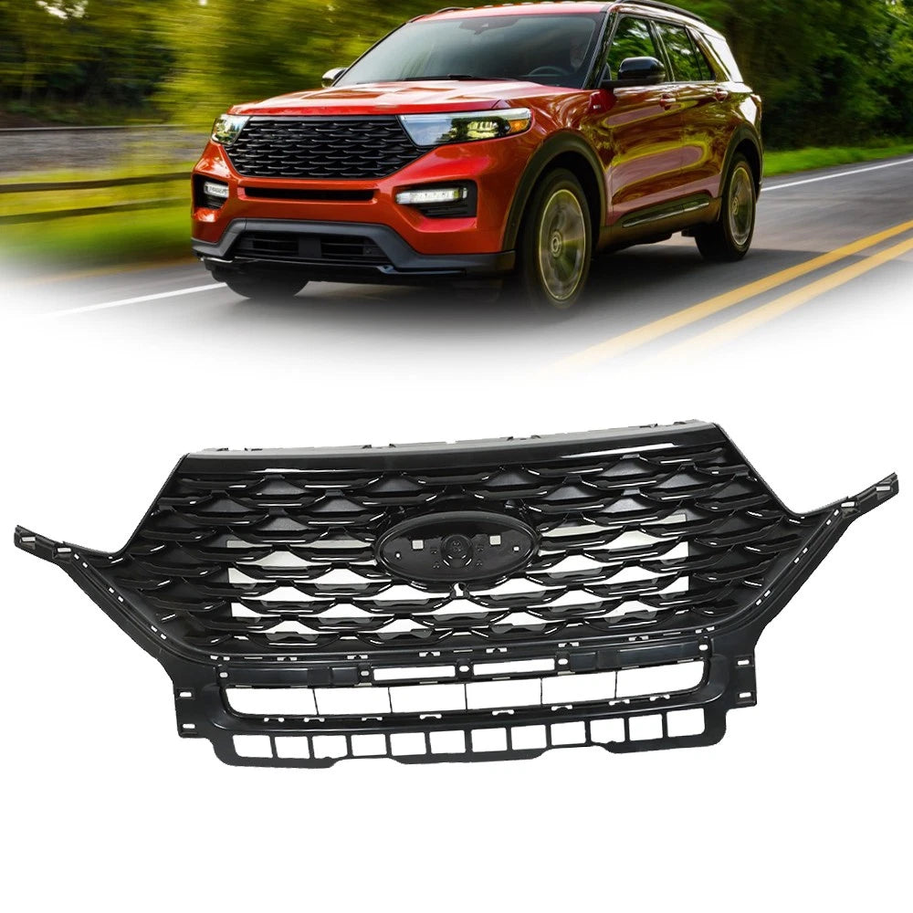 Glossy Black Front Upper Grille for Ford Explorer (2020–2022)