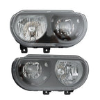 Set of 2 Black Halogen Headlights for Dodge Challenger (2008-2014)
