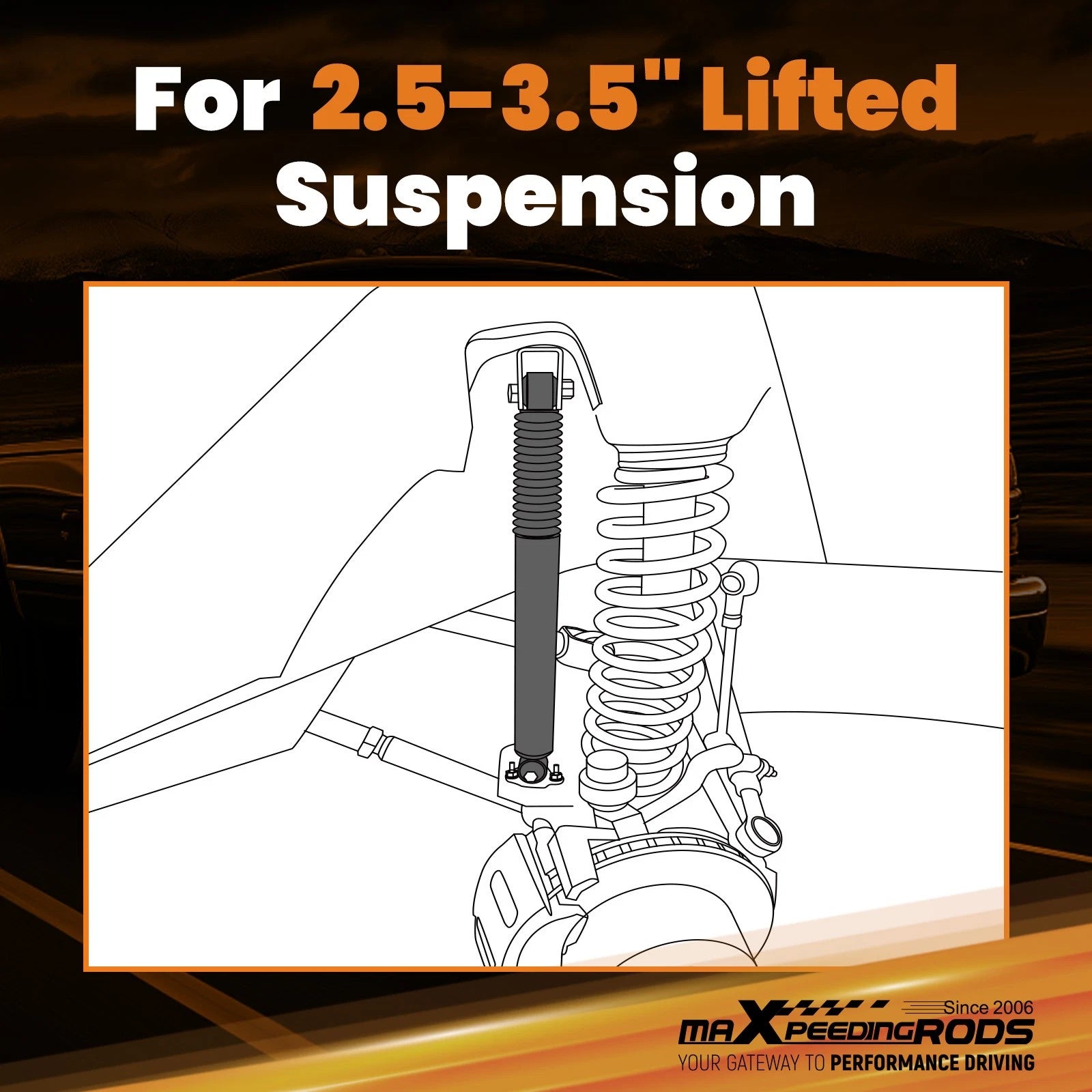 Front Lift Shock for Chevy K1500 4WD (1988–1999) Heat Dissipation 54mm