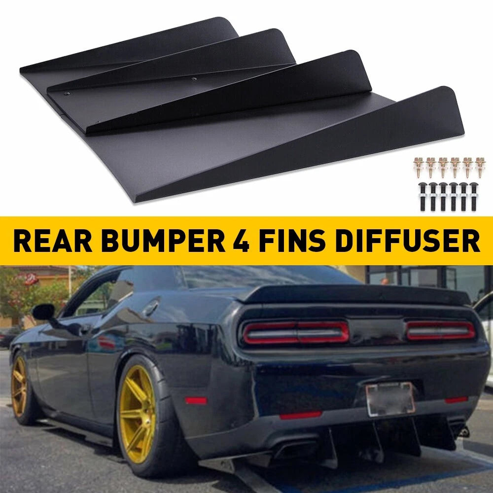 Rear Bumper Diffuser for Dodge Challenger (2008–2021) 4 Fins Spoiler Lip Splitter