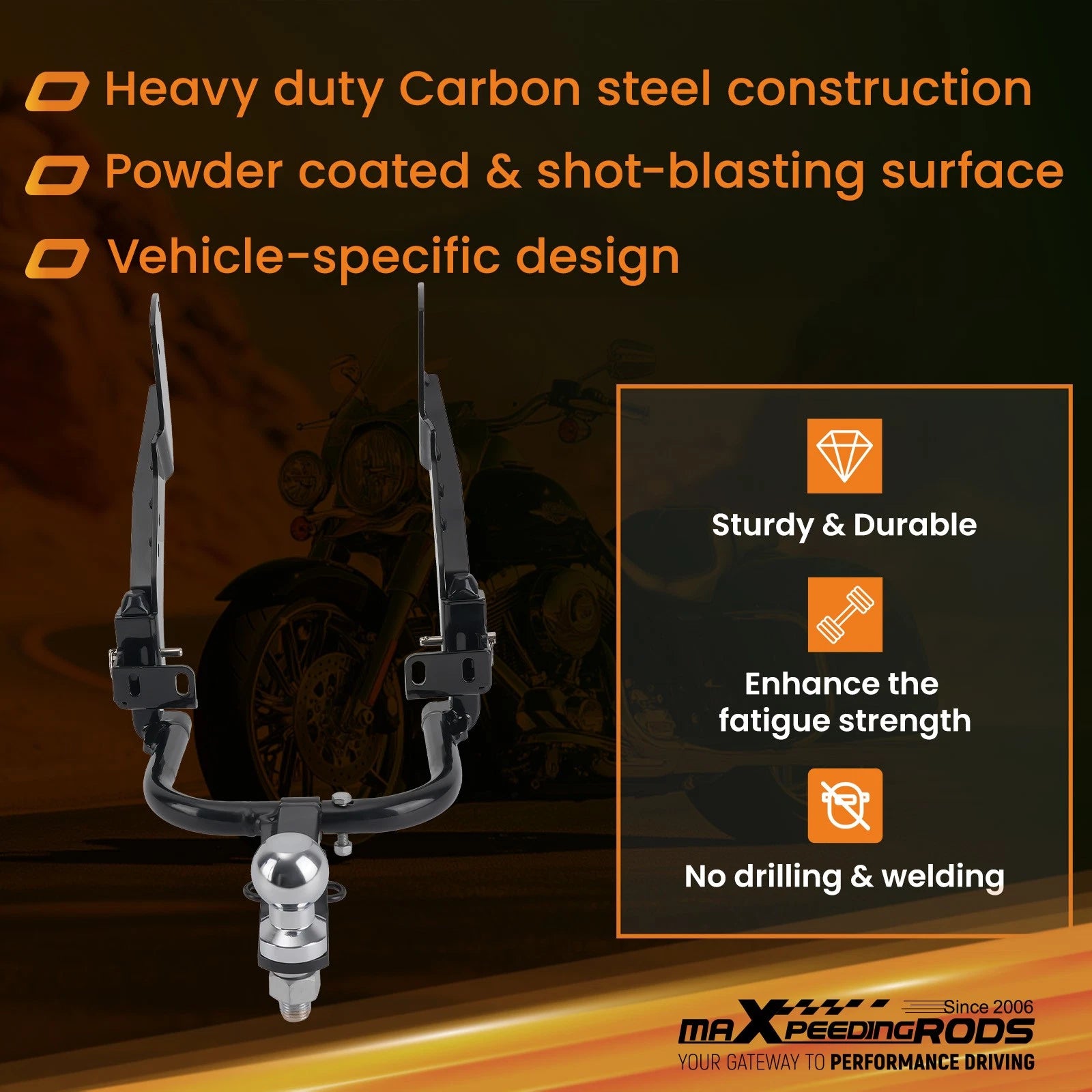 Trailer Hitch Kit for Harley-Davidson Touring (2014-2019) 1-7/8" Ball