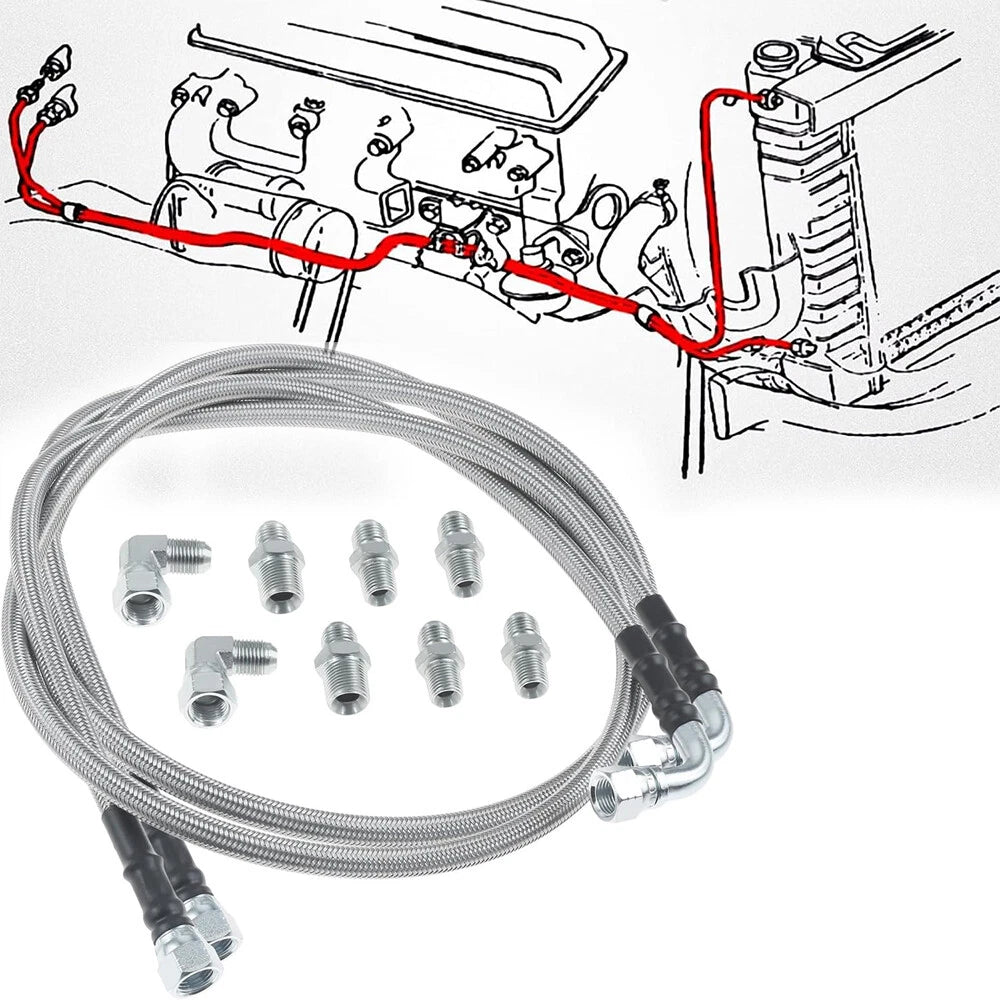 SS Braided Transmission Cooler Hose Lines for TH350 TH400 700R4 (52")