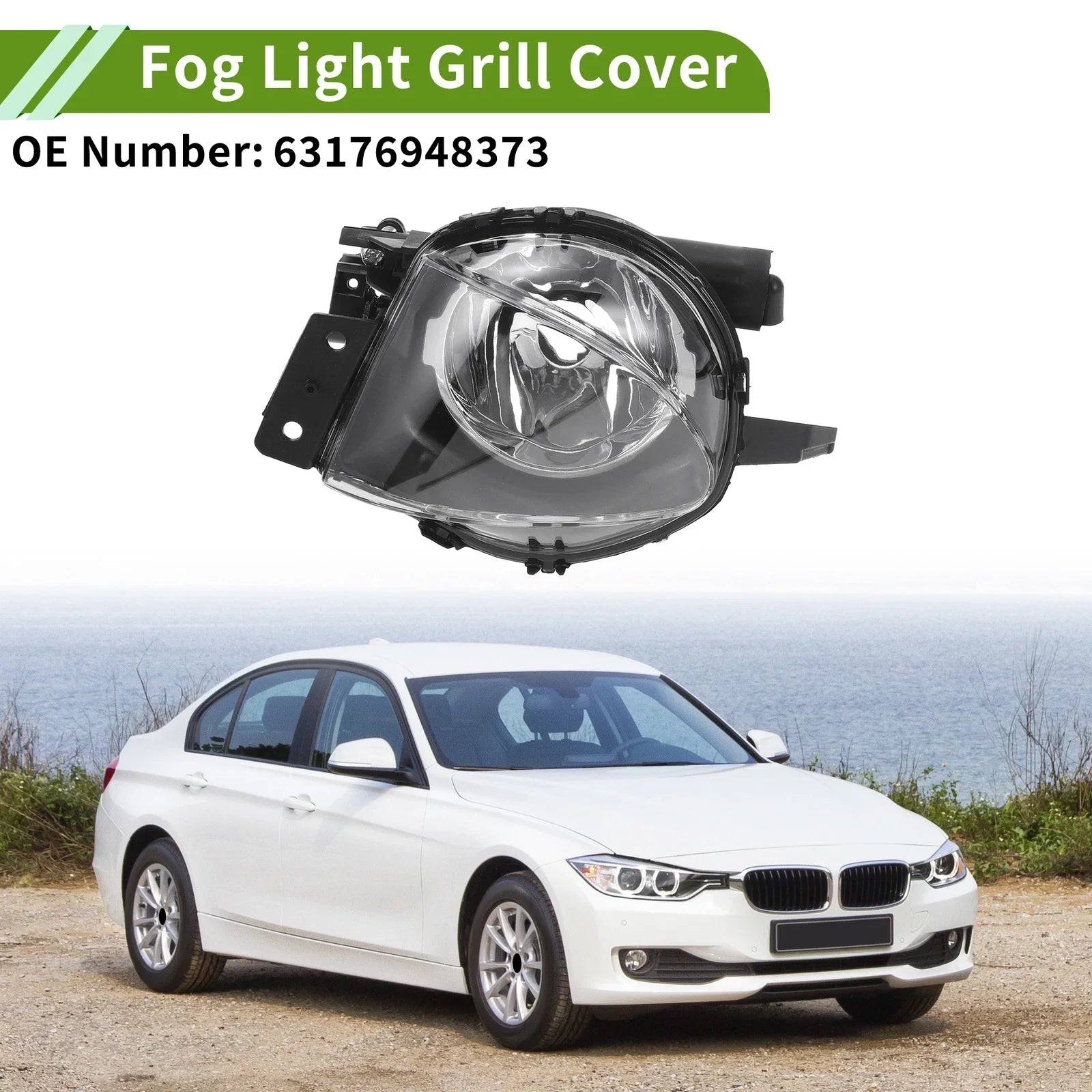 Left Fog Light Grille for BMW 330i (2006 - 2008) Clear Black