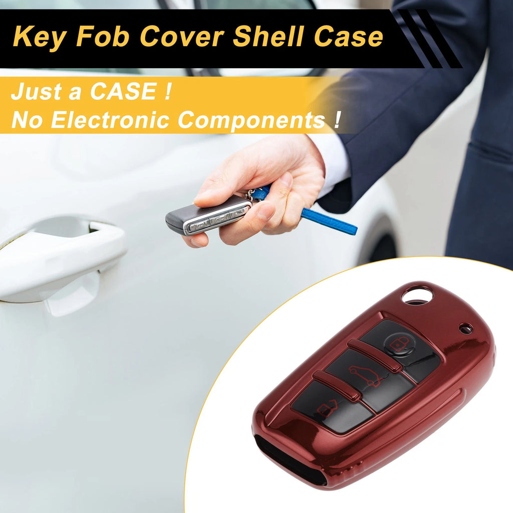 Red TPU Car Key Case for Audi A1 A3 A4 (3 Buttons)