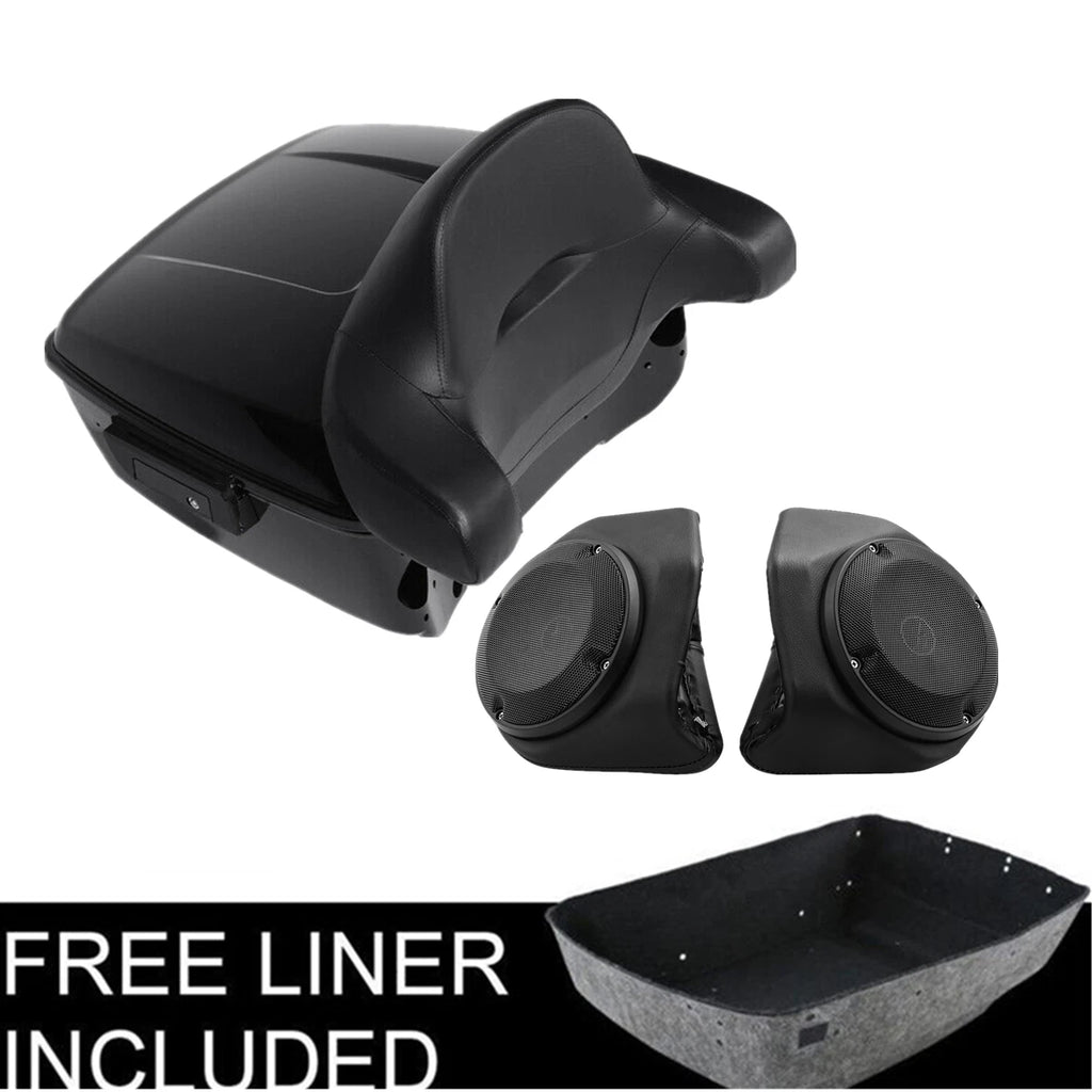 Black King Trunk Backrest Pad & Speakers for Harley Electra Glide (2014–2025)