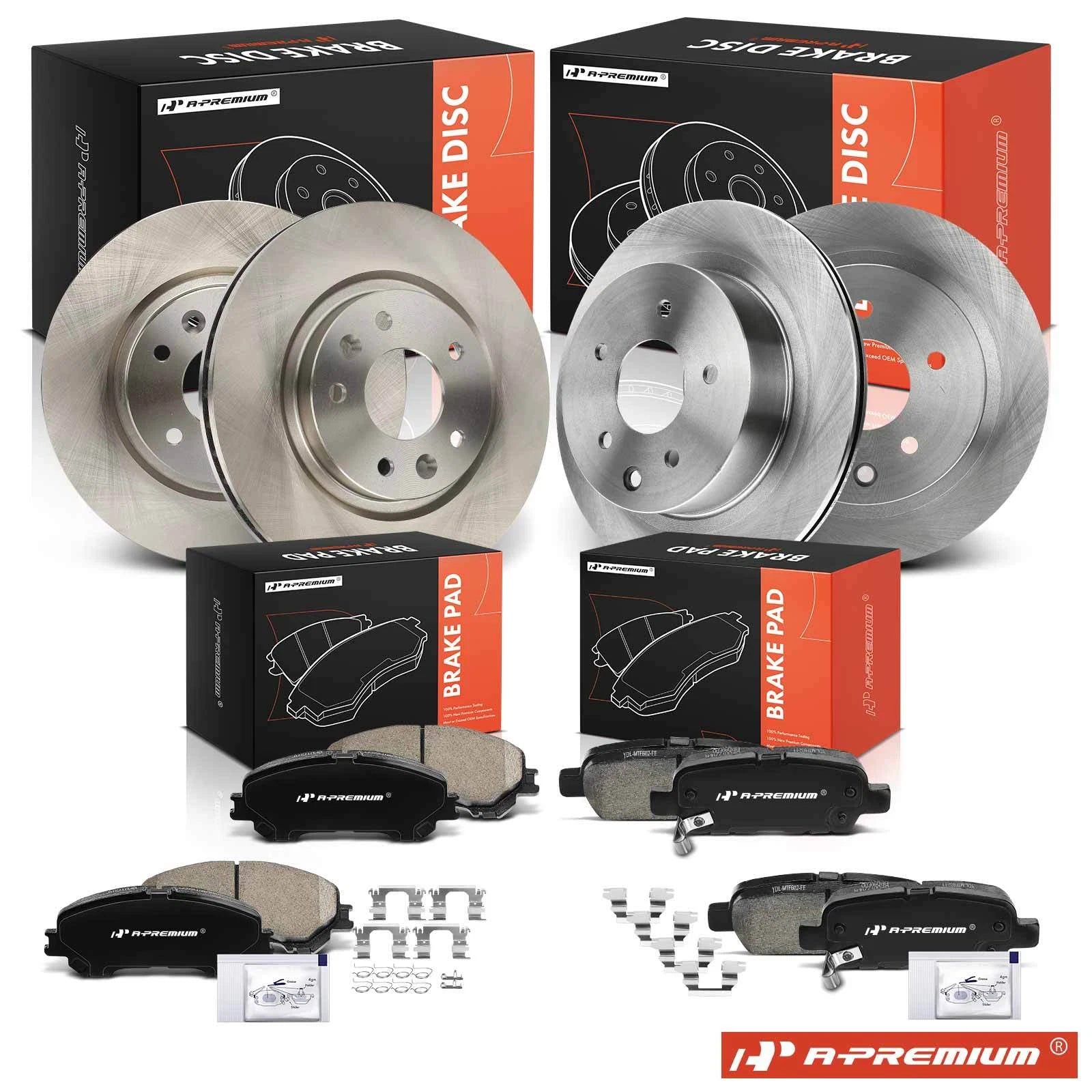 Front & Rear Disc Brake Rotors & Ceramic Pads for Nissan Rogue (2014–2020)