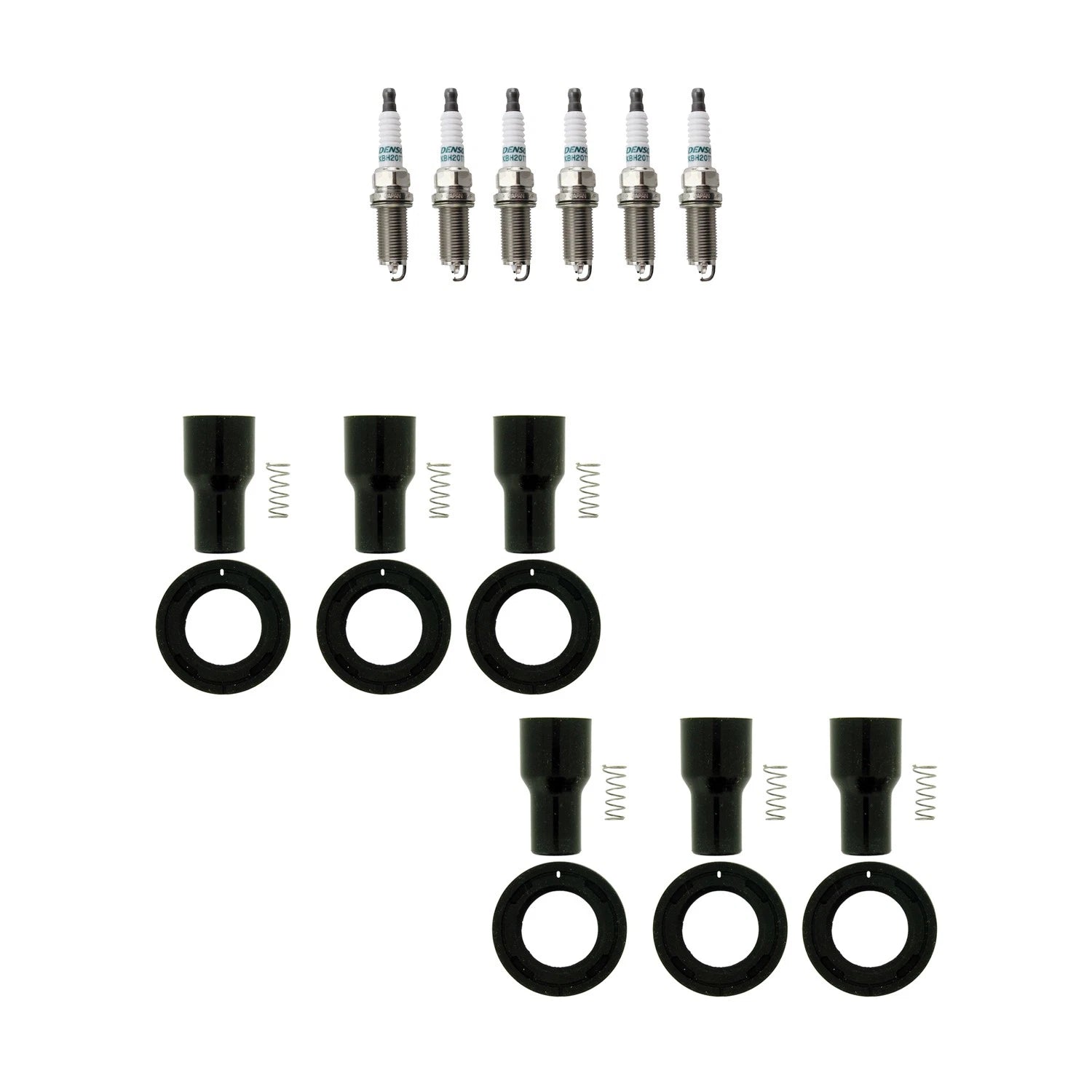 Denso 6 Iridium TT Plugs & NGK Ignition Coil Boots for GS300 GS350 GS450h (2006–2019)