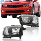 Set of 2 Halogen Headlights for Chevrolet Camaro (2010-2013) Black Housing