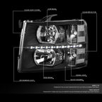 LED DRL Bar Headlights for Chevy Silverado (2007–2014) + Tool Box