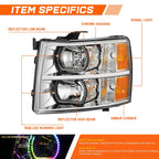 Headlight Lamps for Ford Super Duty (2017–2019) Black Housing Amber Corner