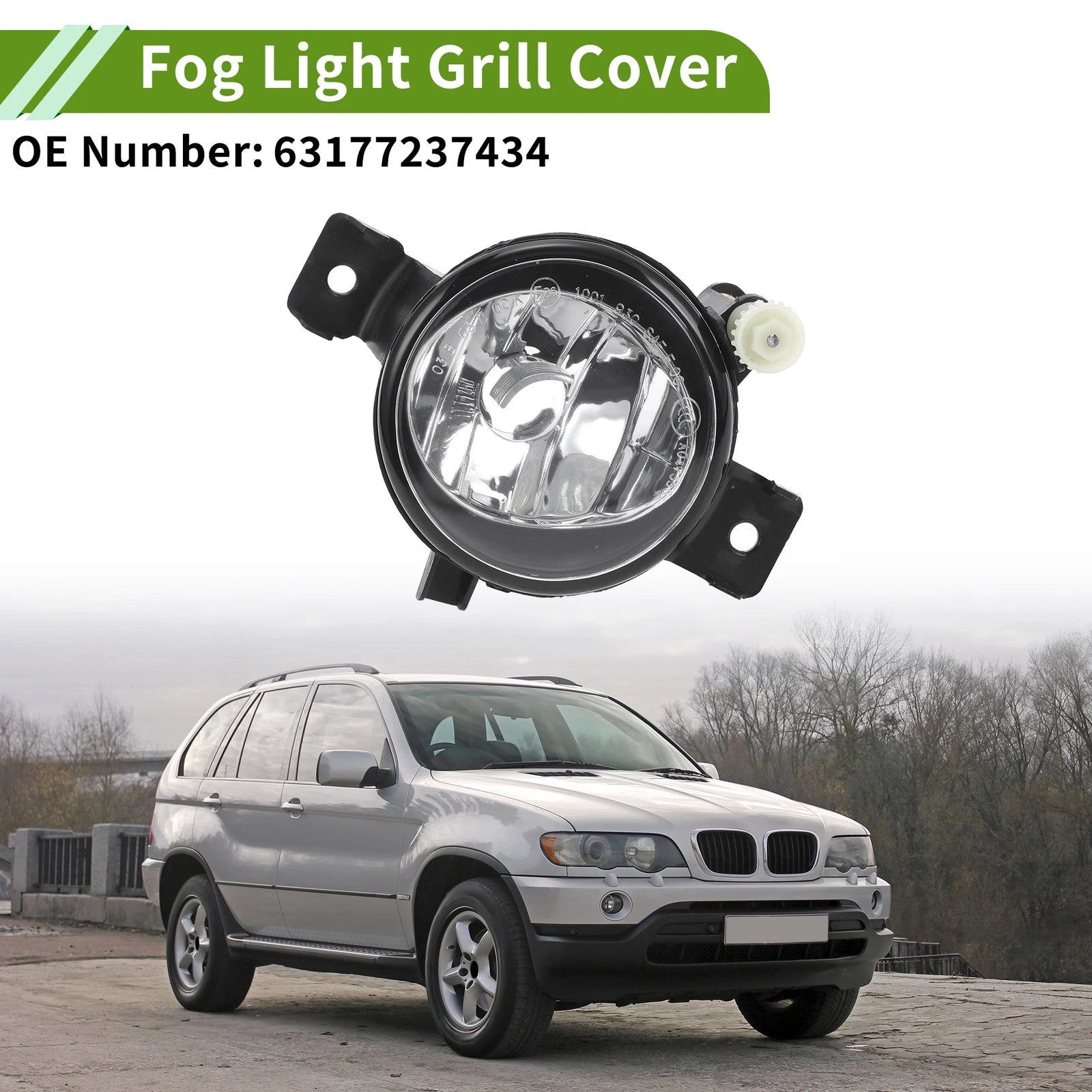 1 Pc Right Fog Light Grill for BMW X5 (2011–2013) No. 63177237434 Clear
