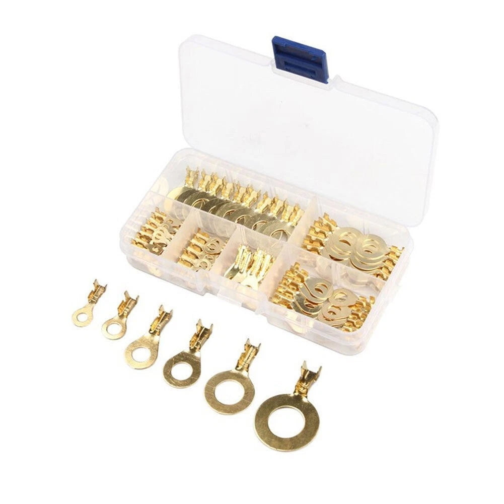 Set of 150 Brass Insulated Crimp Ring Terminals Electrical Wire Connectors