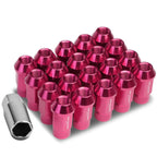Set of 4 Open End M12x1.25 44mm Tall Pink Aluminum JDM Wheel Lug Nuts