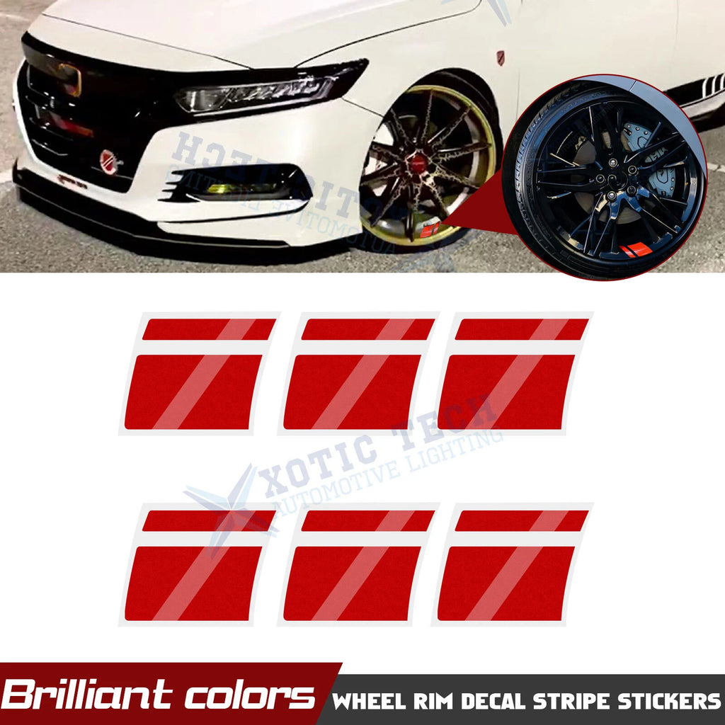 Red Hash Stripe Wheel Rim Stickers for 18"-21" Tires (Set)