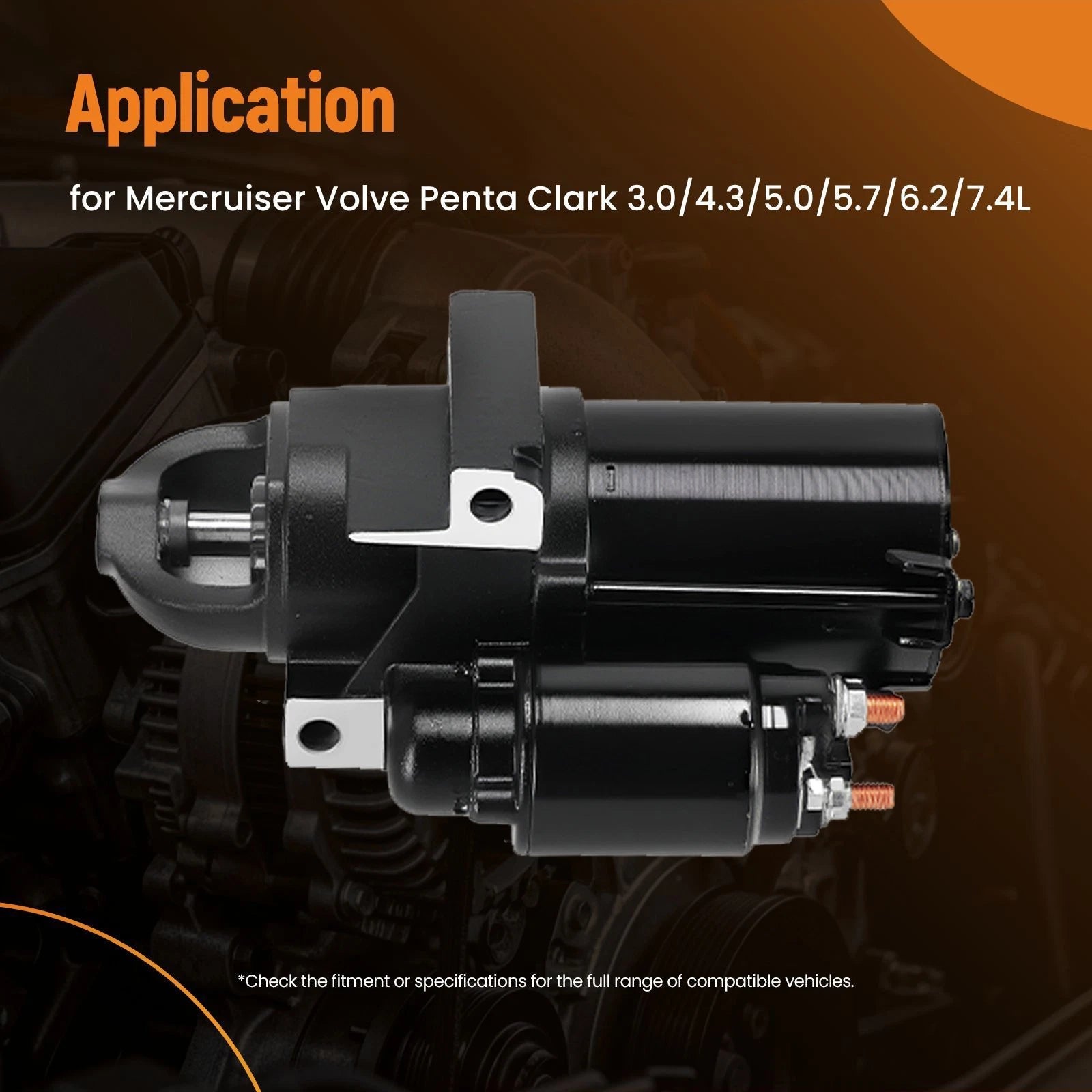 Starter Motor for Mercruiser Volvo Penta Clark 3.0-7.4L (1990–2005) 863007A1 CW 12V