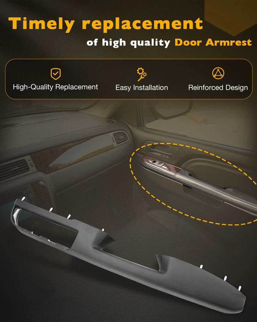 Passenger Armrest Repair Kit for Chevy Silverado GMC Sierra 1500 2500 3500 (2010–2014)