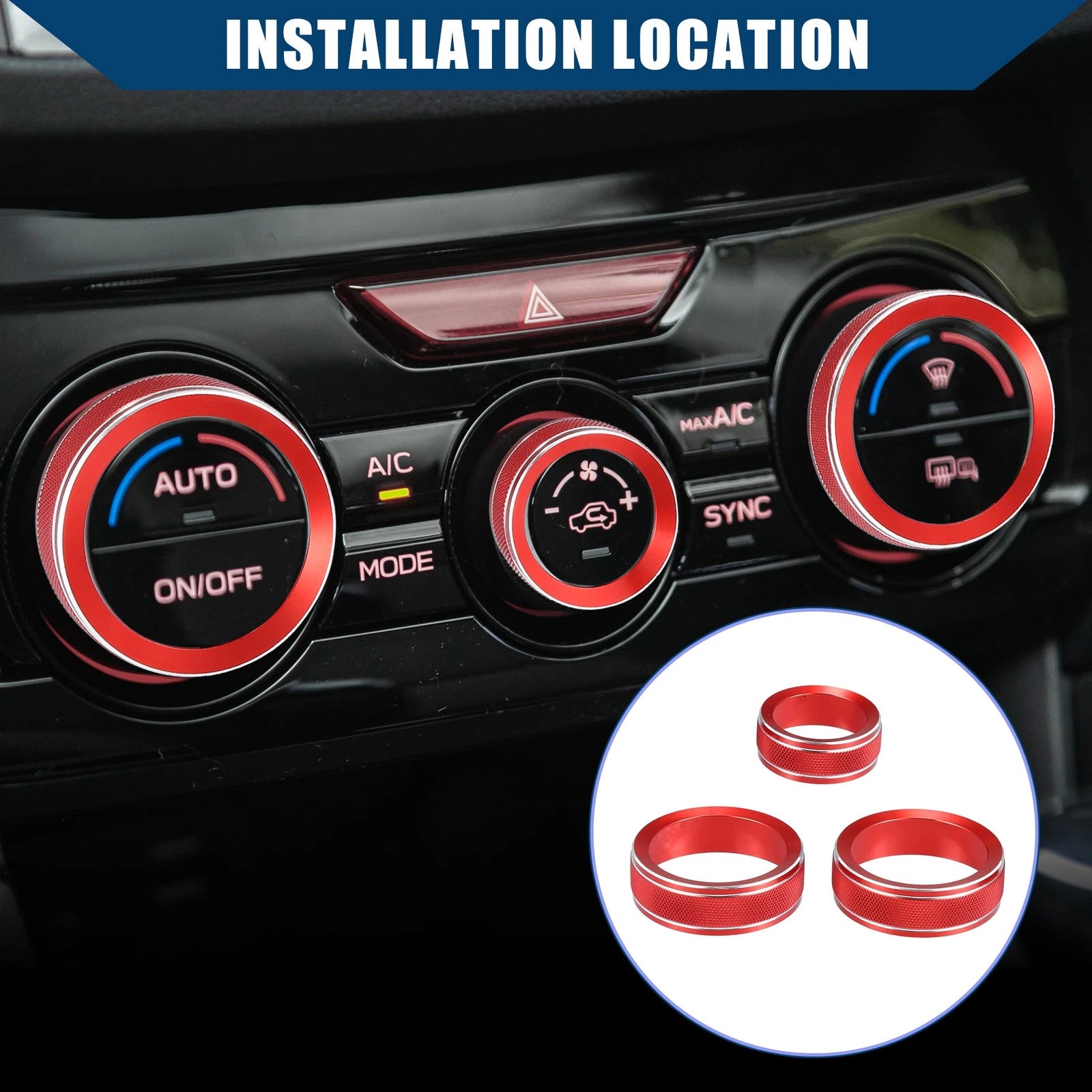 Set of 1 Air Conditioner AC Control Switch Knob Cover for Subaru Impreza (2017–2023) Red