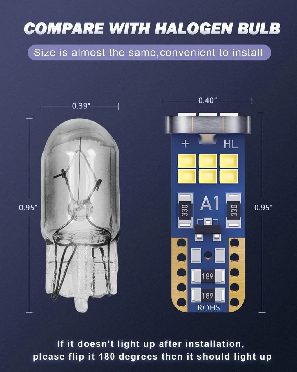8pc T10 LED License Plate Light Bulbs for (152, 168, 175)