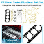 VRS Head Gasket Kit & Head Bolt Set for Nissan Navara D22 (2001–2007)