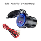 Cigarette Lighter Socket Type-C PD 30W Fast Charger Adapter for Universal (12-24V)