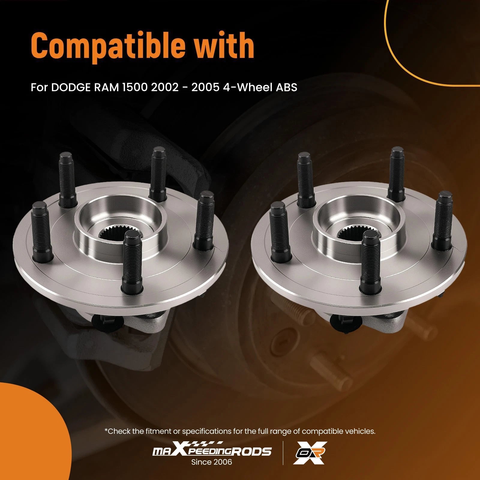 2X Front Wheel Hub for Dodge Ram 1500 (2002–2005) 515073 68030387AB 5 Lugs