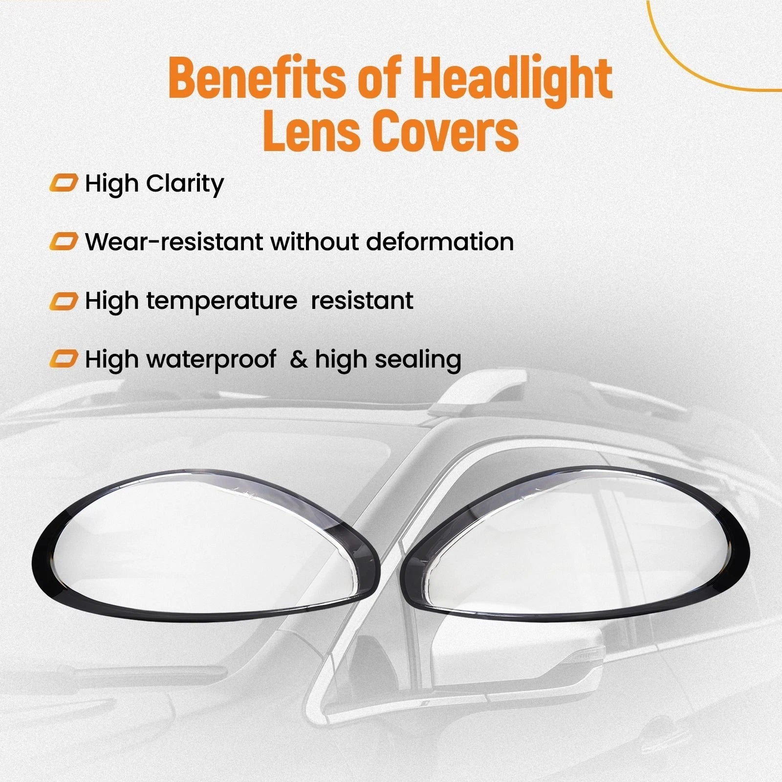 1 Pair Headlight Lens Cover for Porsche 981 Boxster Cayman (2014–2016)