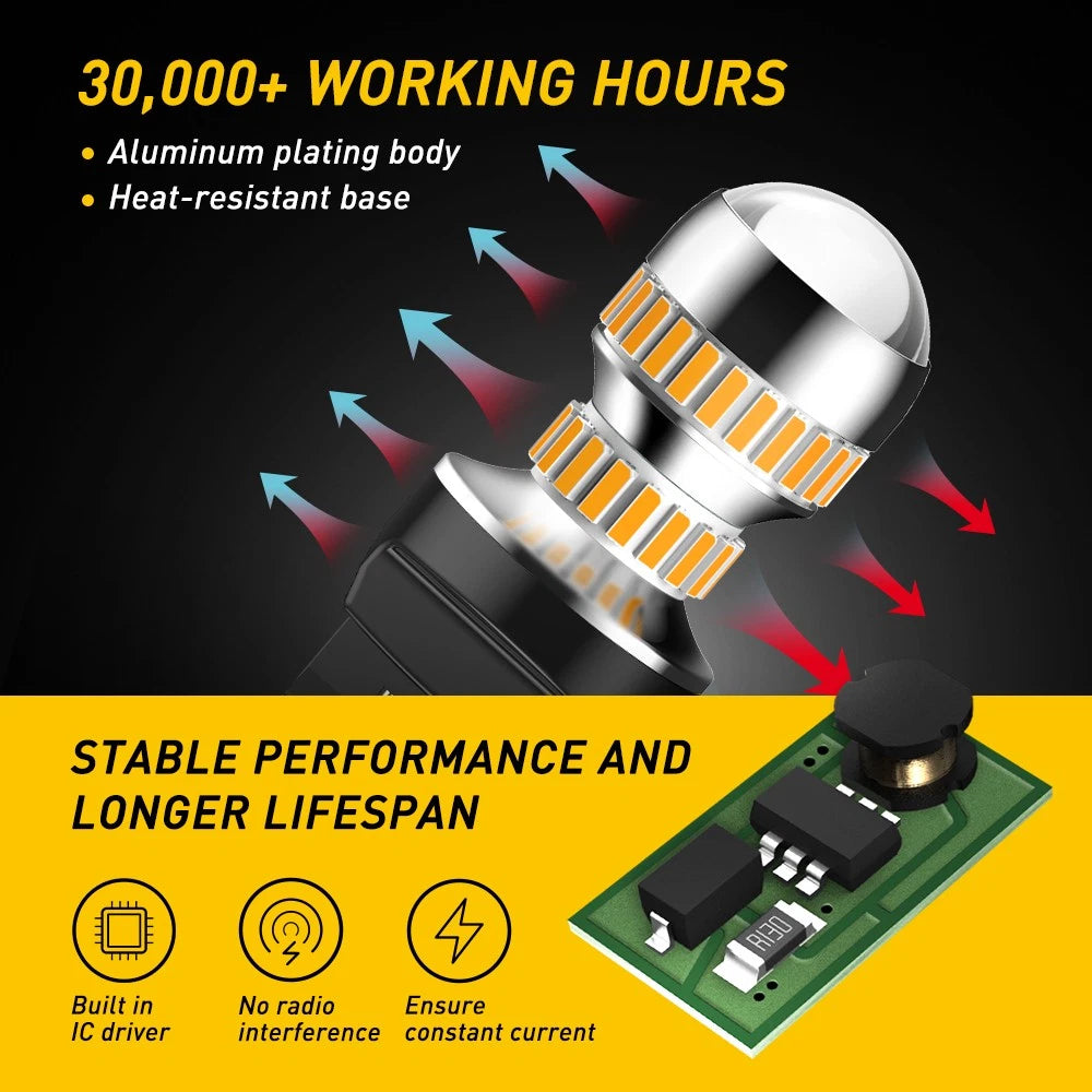 2X LED Amber Red Turn Signal Tail Light Bulbs for Car