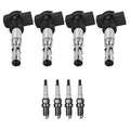 Set of 4 Ignition Coils & Spark Plugs for Audi A4 Quattro (L4)