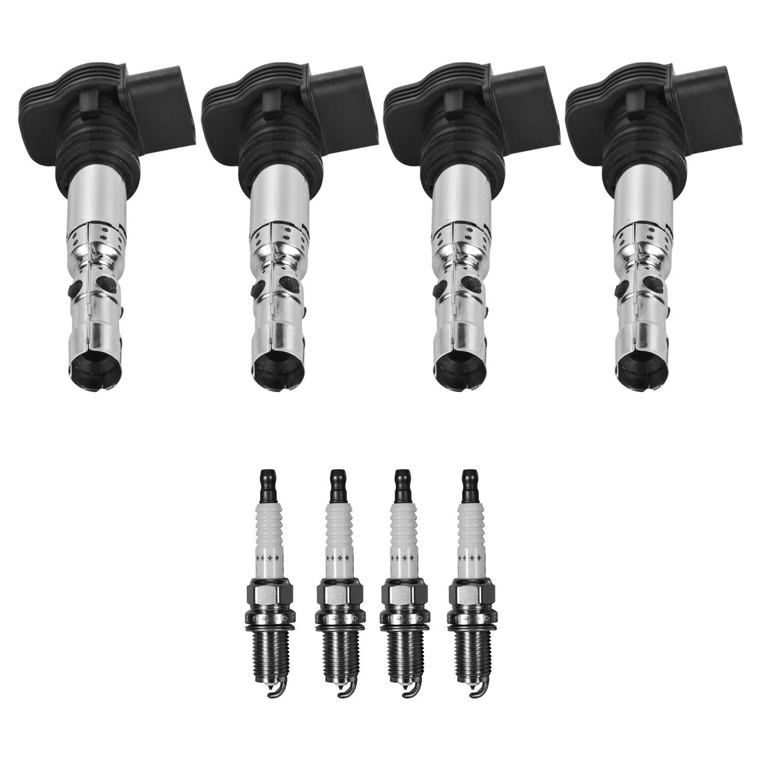 Set of 4 Ignition Coils & Spark Plugs for Audi A4 Quattro (L4)