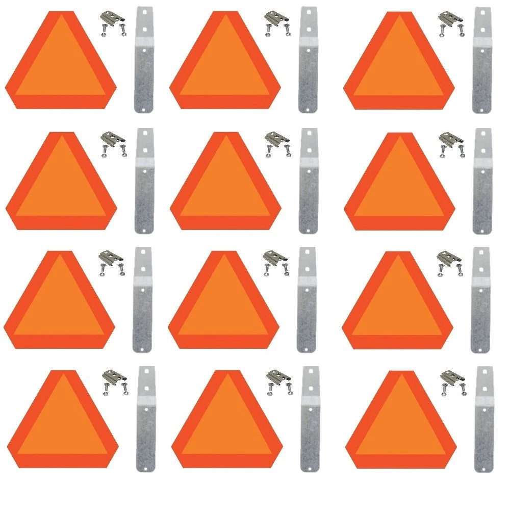 Set of 12 Slow Moving Signs with Mounting Blades Sockets & Bolts