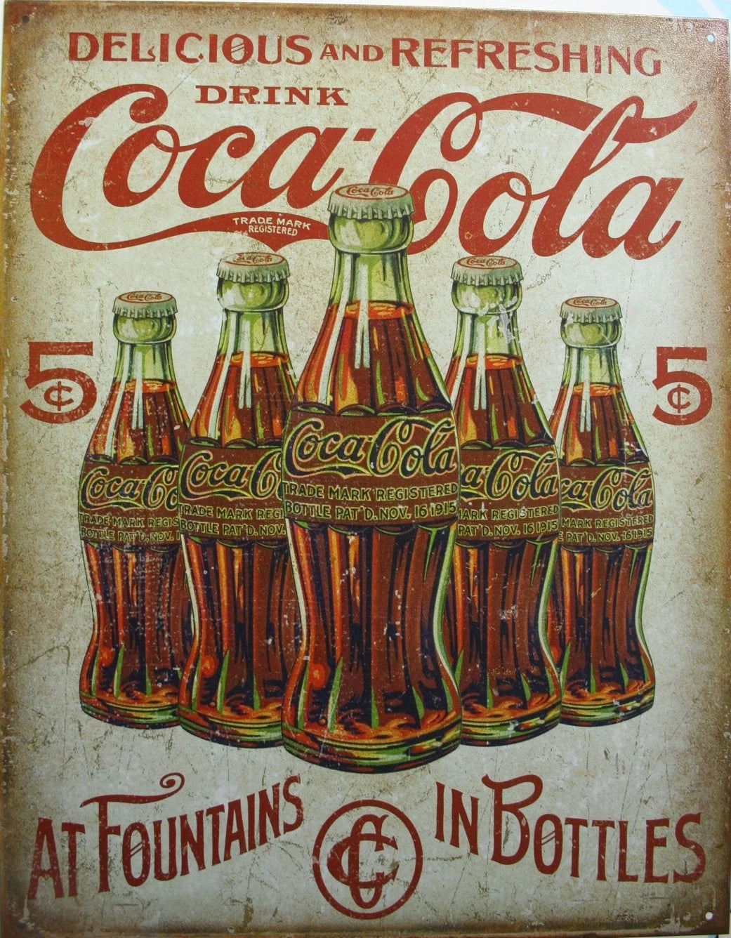 Coca Cola Vintage Tin Metal Sign Antique Soda Evolution 2091