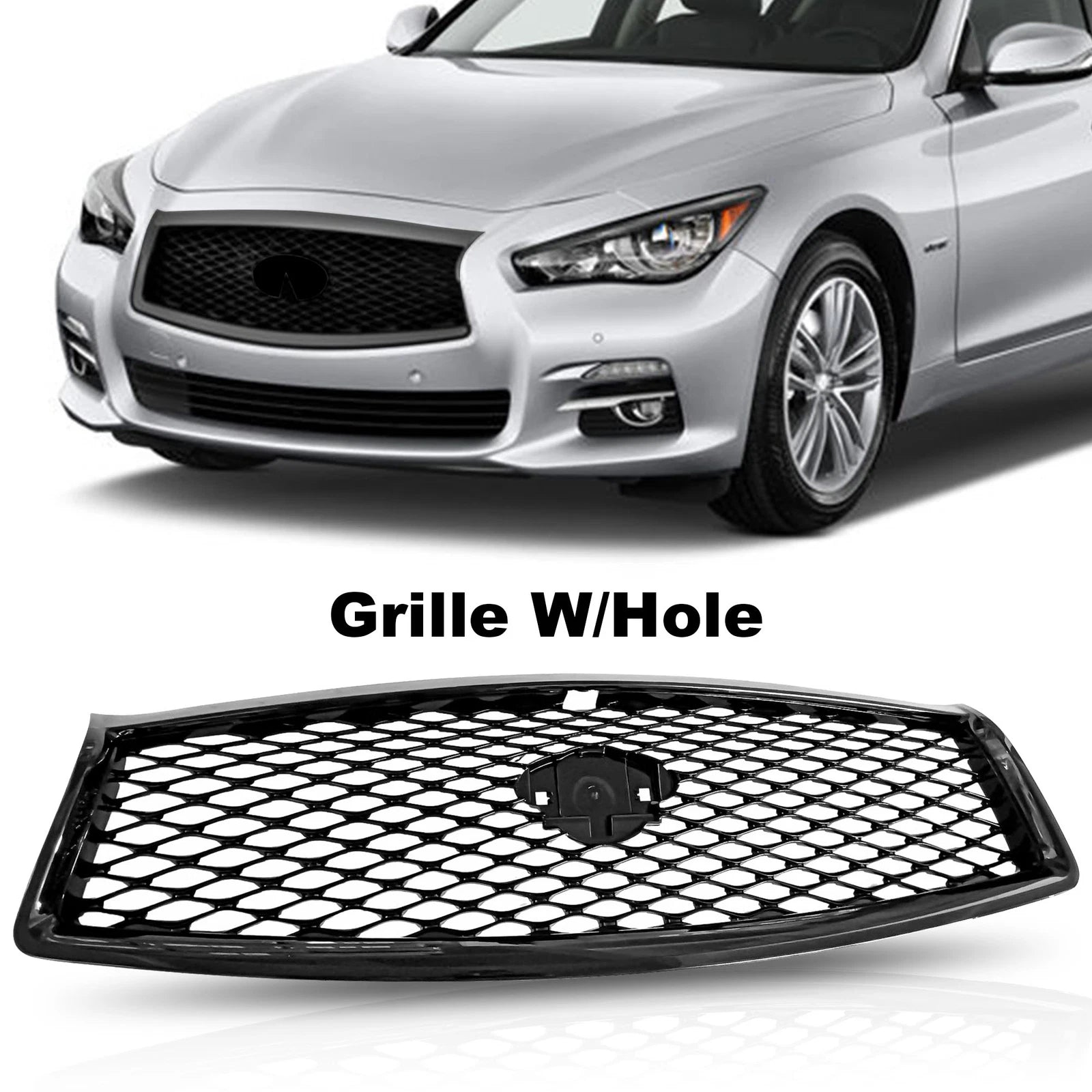 Front Bumper Upper Grille for Infiniti Q50 (2014–2017) Black