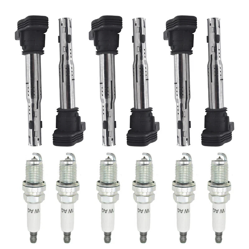 Set of 6 Ignition Coils + 6 Spark Plugs for VW Beetle Golf Audi A5 TT (2006–2019)