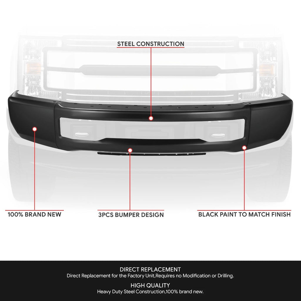 Front Bumper for Ford F250 F350 Super Duty (2017–2019) OE W/Fender Flares Black
