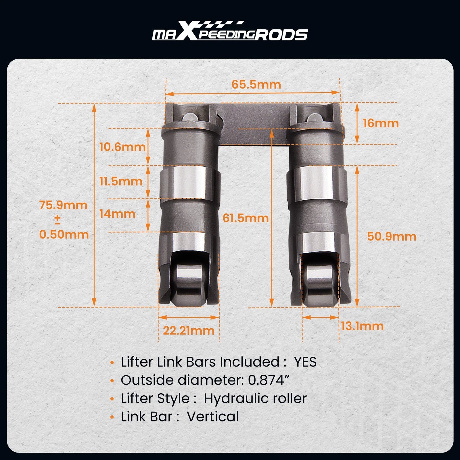 16 Pcs Hydraulic Roller Lifter Set for Ford SBF (221-302)