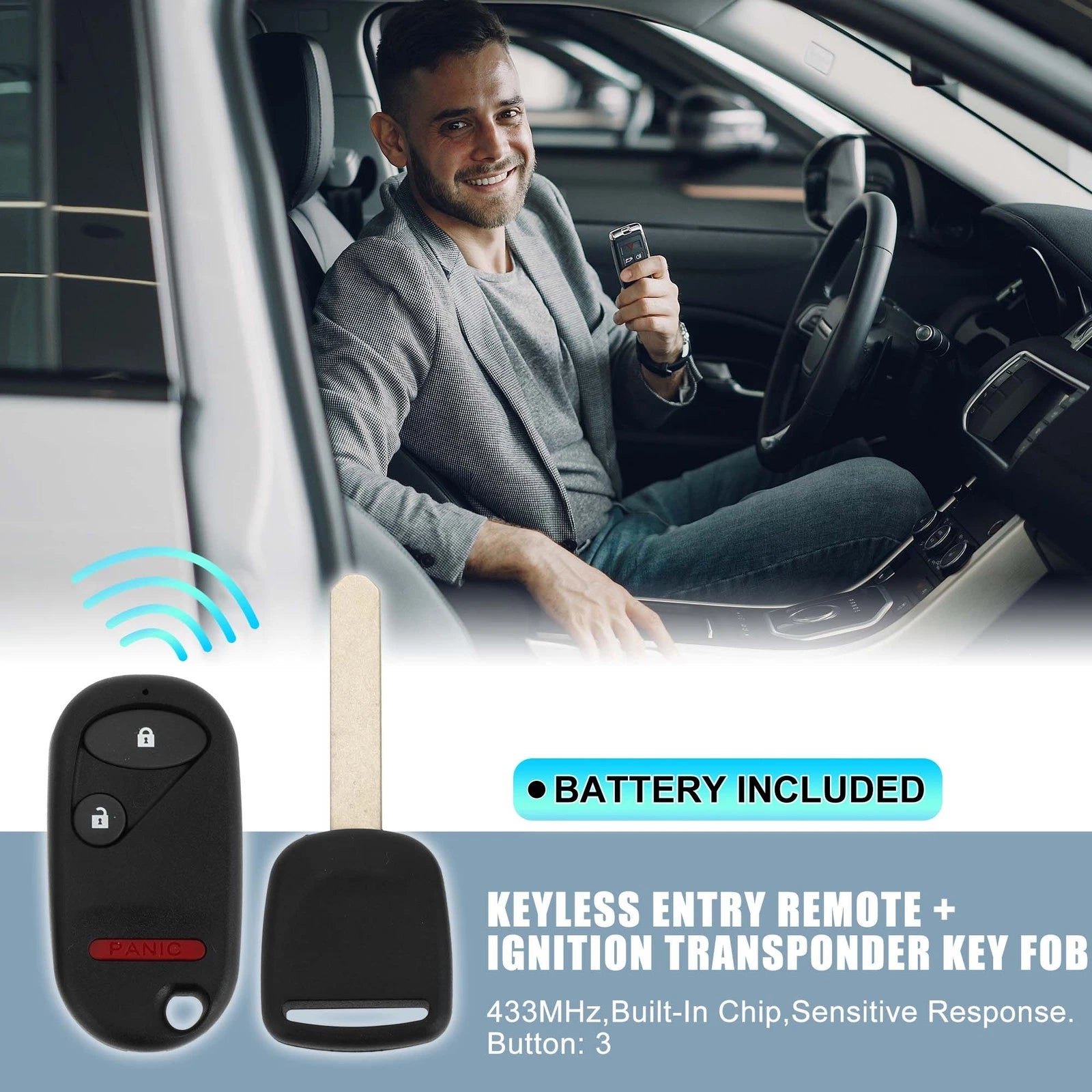 Keyless Entry Remote Ignition Transponder Key Fob for Honda Pilot Civic (2003–2021)