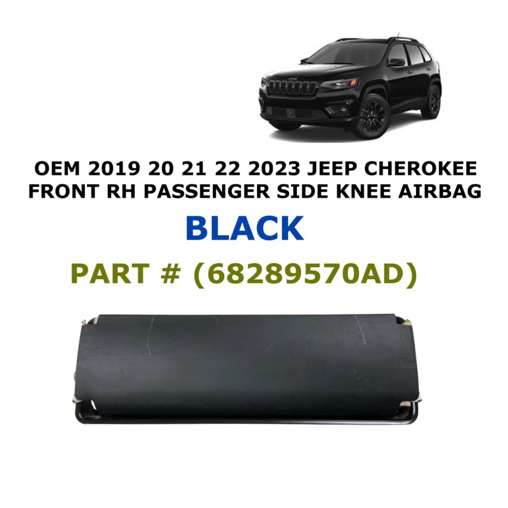 Right Side Knee Airbag for Jeep Cherokee (2019–2023) 68289570AD, Black