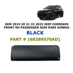 Right Side Knee Airbag for Jeep Cherokee (2019–2023) 68289570AD, Black