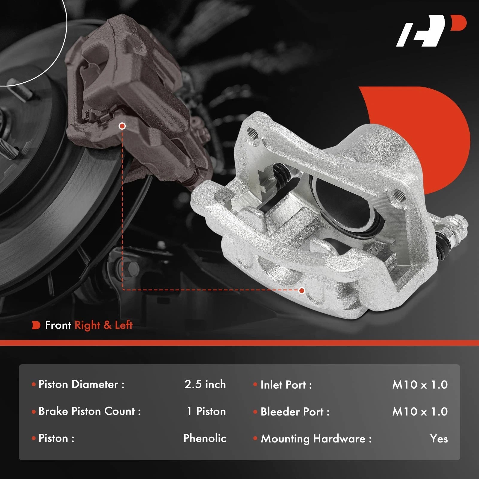 Pair Front Brake Calipers with Brackets for Kia Sorento (2014-2020)